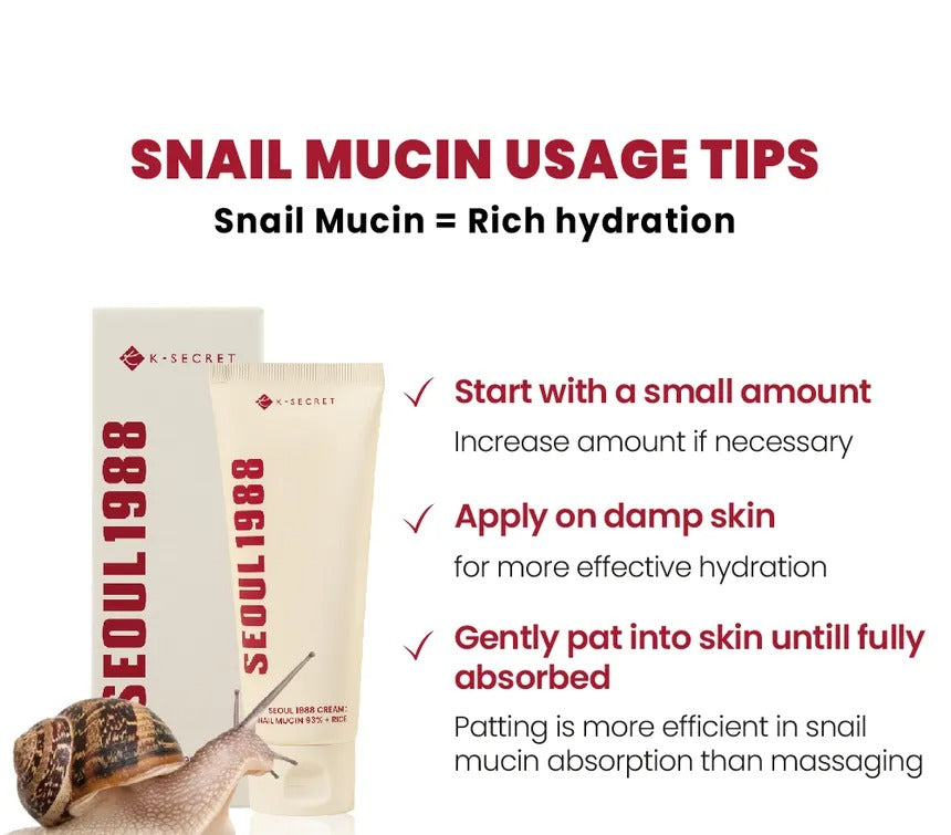K-Secret Seoul 1988 Snail Mucin 93% + Rice Cream 100ml