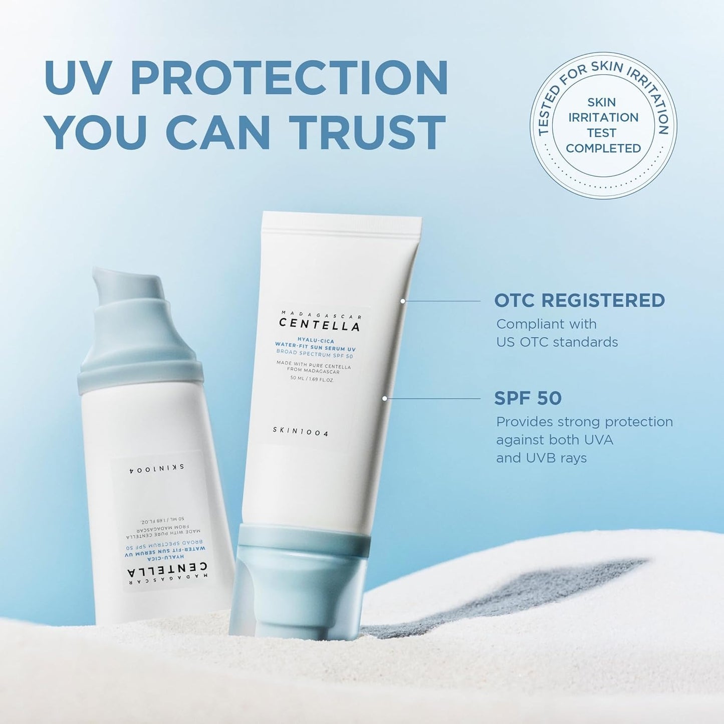 Skin1004 Madagascar Centella Hyalu-Cica Water-Fit Sunscreen SPF50+ 50ml