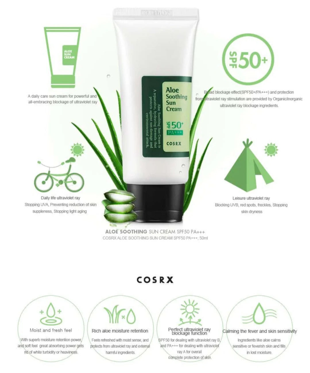 COSRX Aloe Soothing Sun Cream SPF50+ PA+++