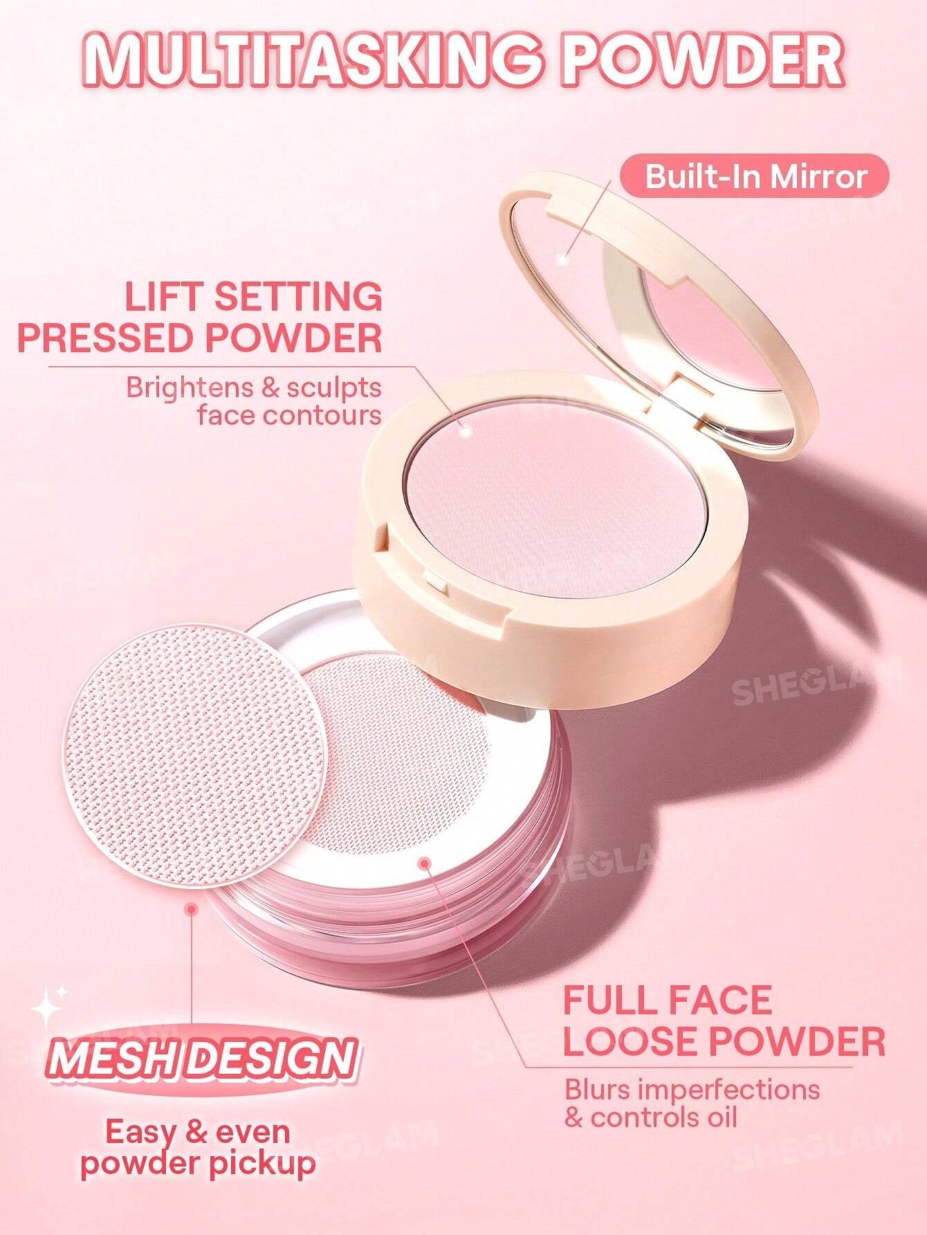 SHEGLAM Insta-Ready Face & Under Eye Setting Powder Duo - Bubblegum 2-in-1