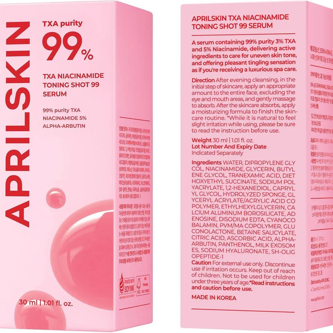 APRILSKIN TXA Niacinamide Toning Shot 99 Serum 30mL