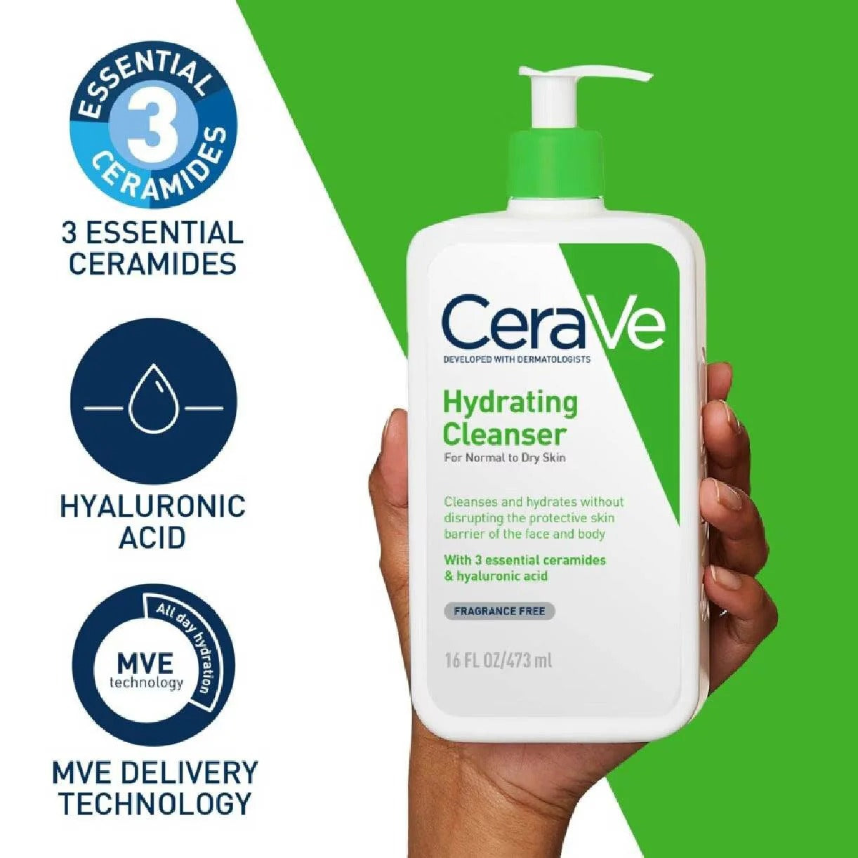 CeraVe Hydrating Cleanser – Gentle Face Wash for Normal to Dry Skin